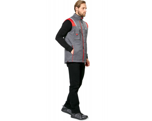 Жилет мужской утеплённый рабочий «Авангард» серый-красный
