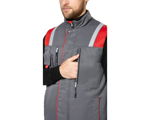 Жилет мужской утеплённый рабочий «Авангард» серый-красный